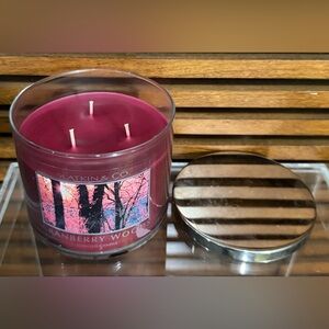 Rare HTF Bath & Body Works Cranberry Woods 3-Wick Candle